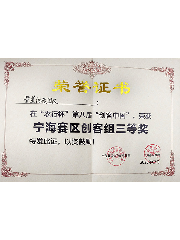 Third prize of Maker group in Ninghai Competition area